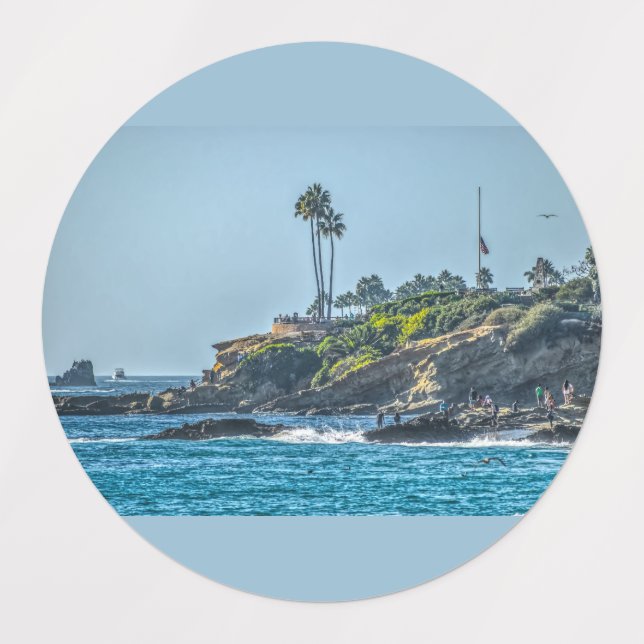 Étiquettes Cercle Adhésif de Laguna Beach (Design 2)