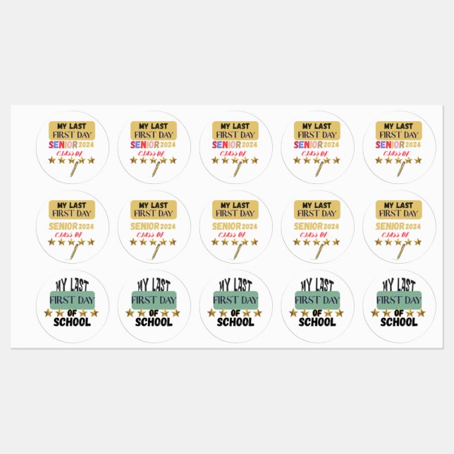 Étiquettes C'est mon dernier premier jour d'école. (Feuille)
