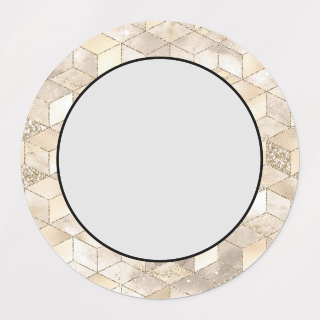 Étiquettes Champagne Light Brown Small Square Decorative (Design 1)