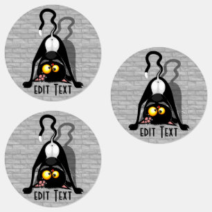Étiquettes Chat à l'envers Personnage de dessin animé drôle
