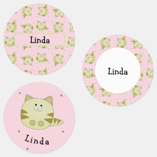 Étiquettes Chat brun mignon motif rose