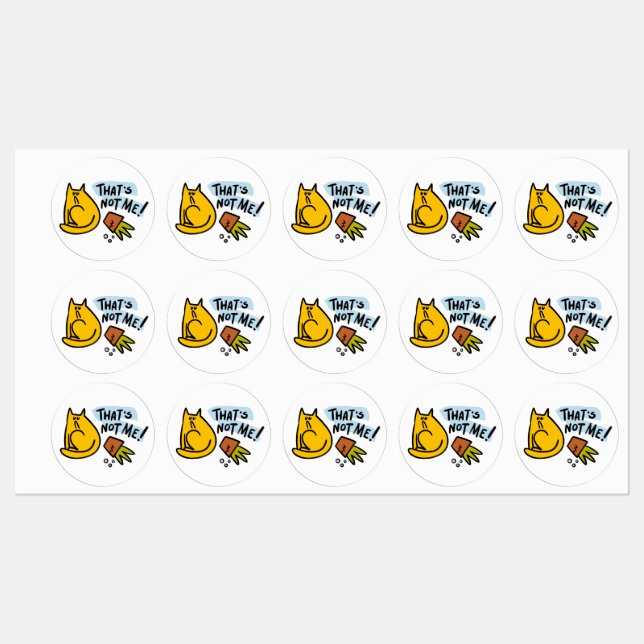 Étiquettes Chat drôle et pot de fleurs renversé (Feuille)