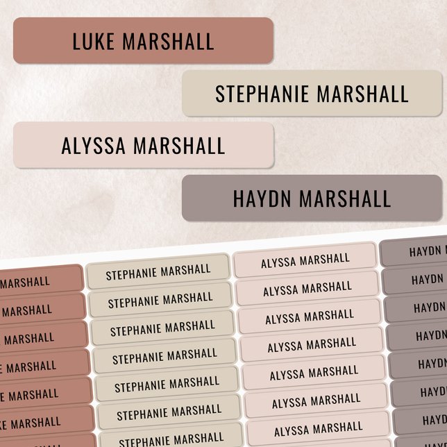 Étiquettes Chaud Neutre Couleur Codé Enfants étanche Nom (Créateur téléchargé)