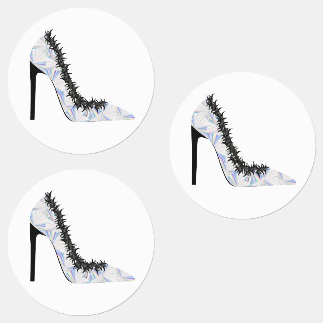 Étiquettes Chaussure à talon élevé avec effet hologramme (Groupe)
