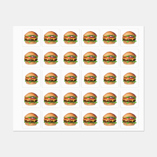 Étiquettes Cheeseburger américain (Feuille)