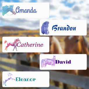 Étiquettes Chevaux aquarelle personnalisés