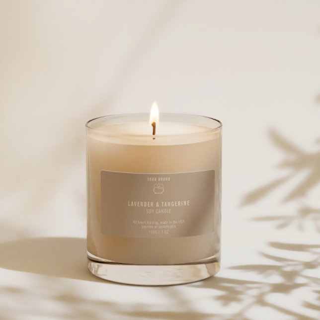 Étiquettes Chic moderne logo Neutral Beige bougie produit (Créateur téléchargé)