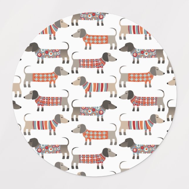 Étiquettes Chien de saucisse Dachshund (Design 1)