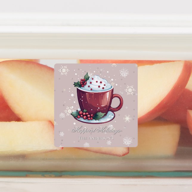 Étiquettes Chocolat Chaud de Noël | Cuisine Rose Pâle (Apposé)