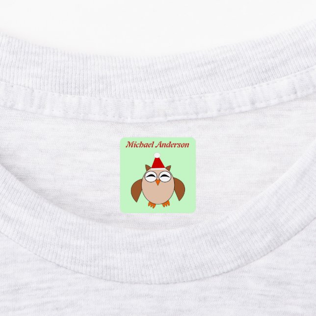 Étiquettes Chouette de Noël sur mesure (Apposé)
