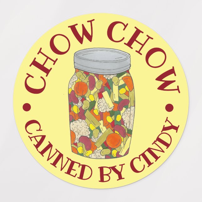 Étiquettes Chow Chow Chowchow Relish Amish PA Dutch Food (Design 1)