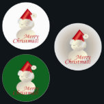 Étiquettes Christmas Snowman<br><div class="desc">Snowman en or blanc avec casquette Père Noël</div>