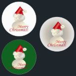 Étiquettes Christmas Snowman<br><div class="desc">Snowman en or blanc avec casquette Père Noël</div>