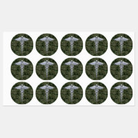 Chrome Comme Caduceus Symbole sur Camouflage Vert