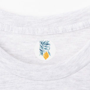 Étiquettes Citron avec illustration botanique feuille bleue