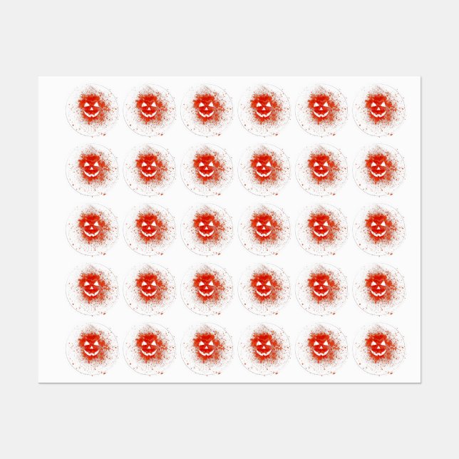 Étiquettes Citrouille Jack O'lantern (Feuille)