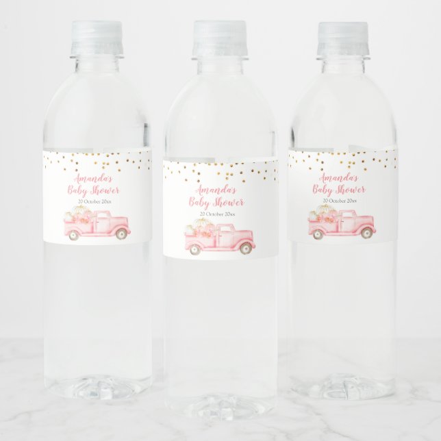Étiquettes Citrouille rose de la bouteille d'eau d (Bouteilles)