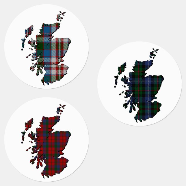 Étiquettes Clan Donnachaidh (Robertson) Carte & Tartans (Groupe)