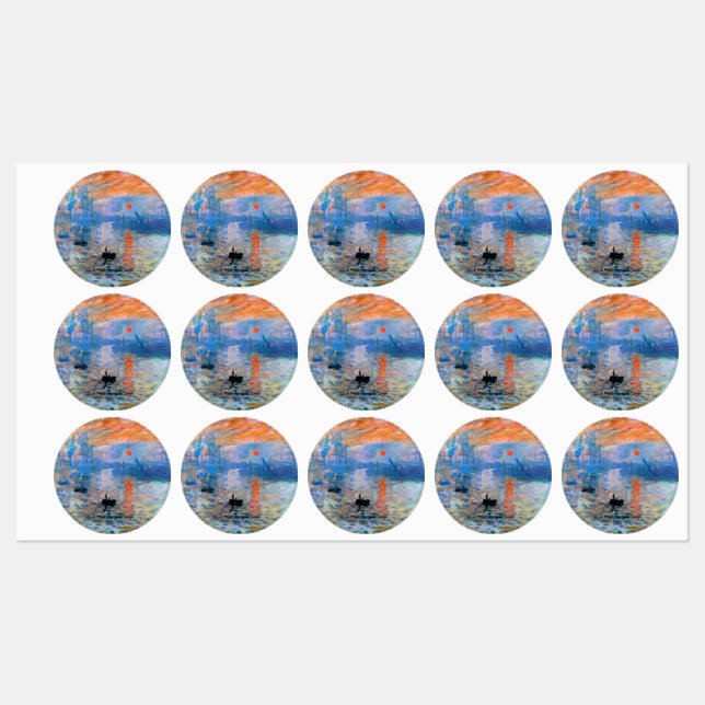 Étiquettes Claude Monet Impression, Sunrise (1872) (Feuille)