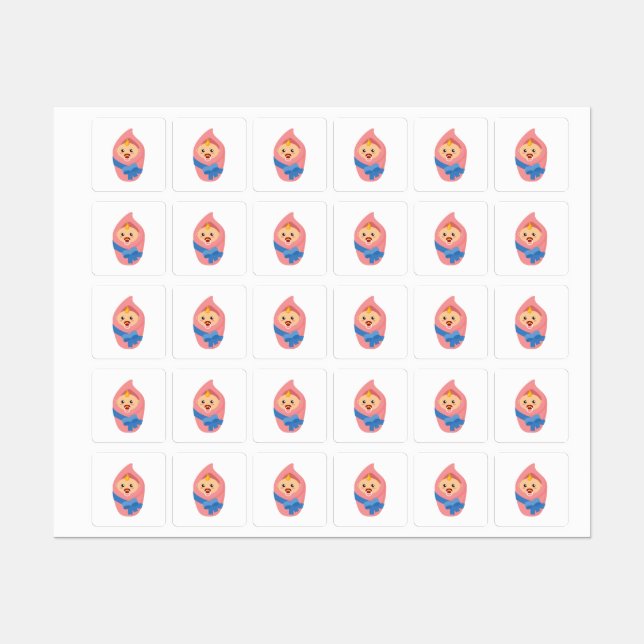 Étiquettes Clipart nouveau-né de bébé (Feuille)