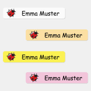 Étiquettes Coccinelles - rose jaune blanc - 96 enfants étroit