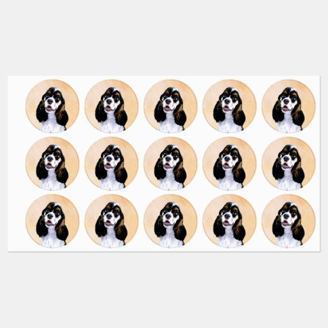 Étiquettes Cocker Spaniel (Parti) Peinture - Art Chien origin (Feuille)
