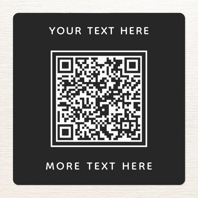 Étiquettes Code QR avec le texte noir (Black and white QR code with text promotional business label)