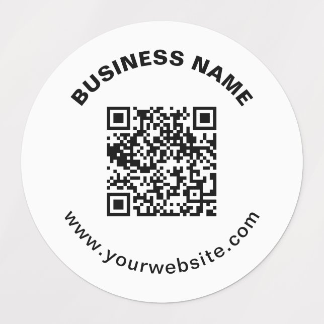Étiquettes Code QR avec nom d'entreprise Texte circulaire gra (Design 1)