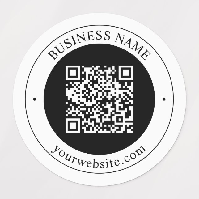 Étiquettes Code QR avec nom d'entreprise Texte circulaire mod (Design 1)