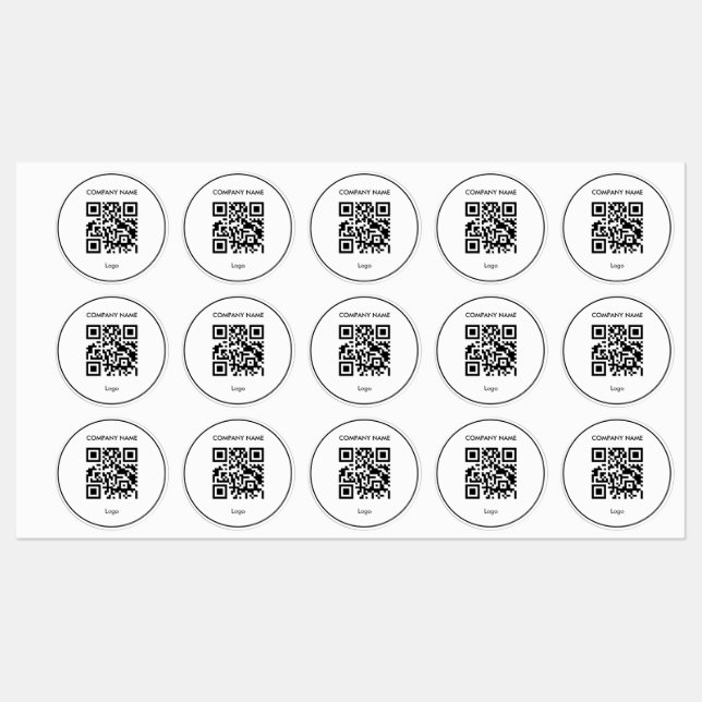 Étiquettes Code qr personnalisé simple blanc logo d'entrepris (Feuille)