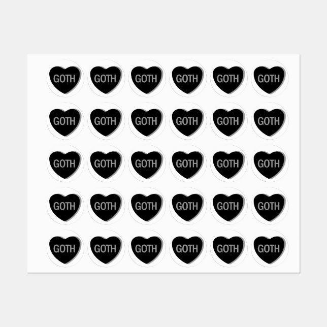 Étiquettes Coeur de bonbons - Goth (Feuille)