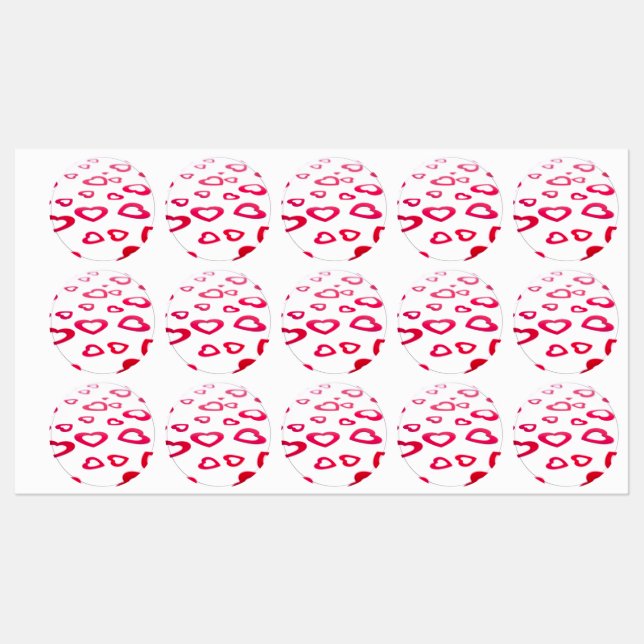 Étiquettes Coeurs rouges (Feuille)