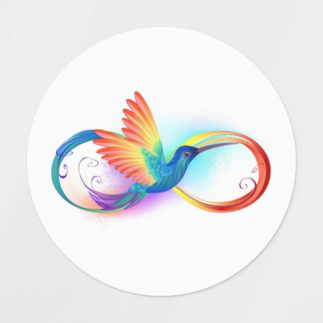 Étiquettes Colibri arc-en-ciel avec symbole Infinity (Design 1)