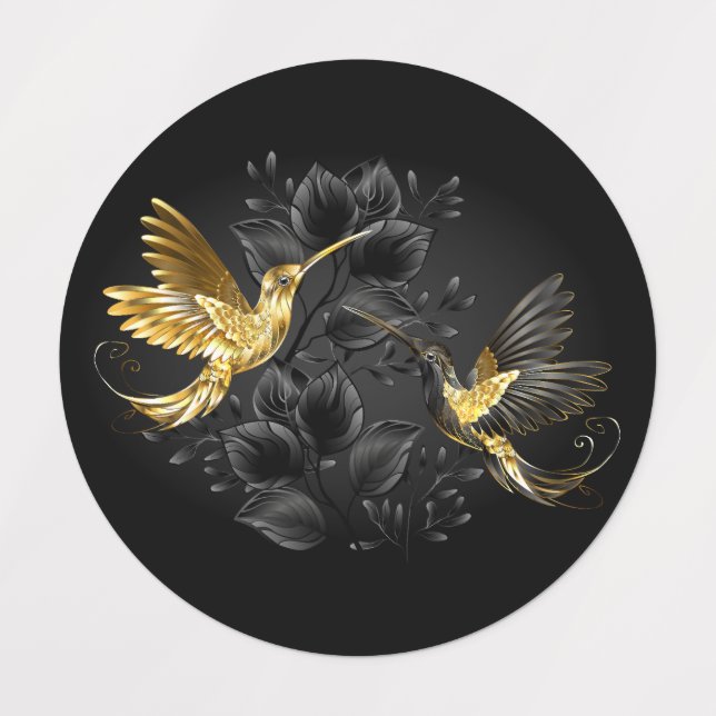 Étiquettes Colibri noir et or (Design 5)