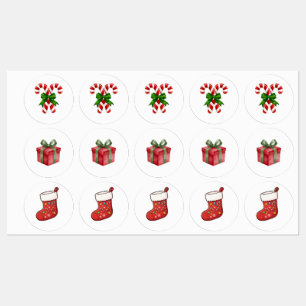 Étiquettes Collection d'autocollants de Noël mignons