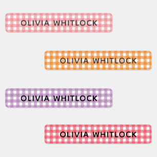 Étiquettes Coloré clair En vichy Plaid école primaire