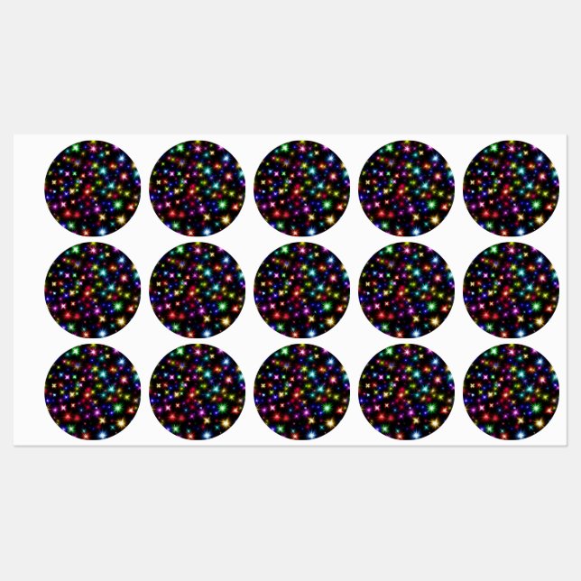 Étiquettes Conception de feux d'artifice Étoiles Colorées (Feuille)