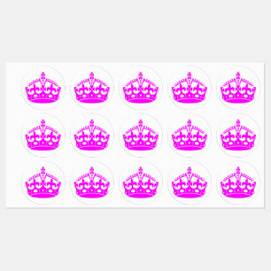 Étiquettes Conserver le calme Couronne rose Fuchsia