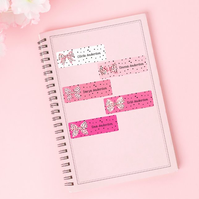 Étiquettes Coquette Rose mignonne Bows Empreinte de léopard K (Créateur téléchargé)