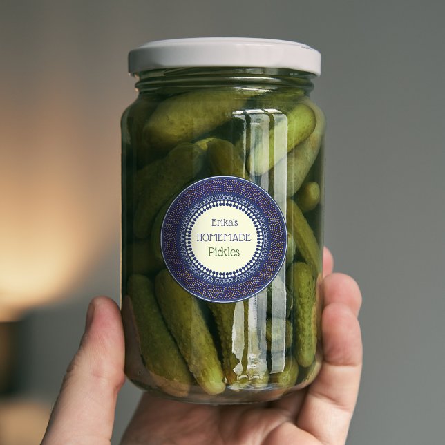 Étiquettes Cornichons faits maison bleu marine élégants perso (Créateur téléchargé)