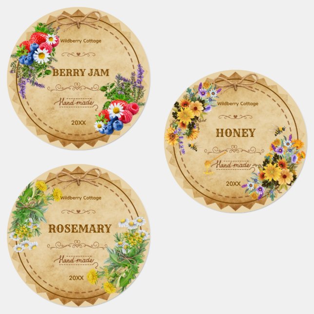 Étiquettes Cottagecore Waterproof Jar Labels (Groupe)