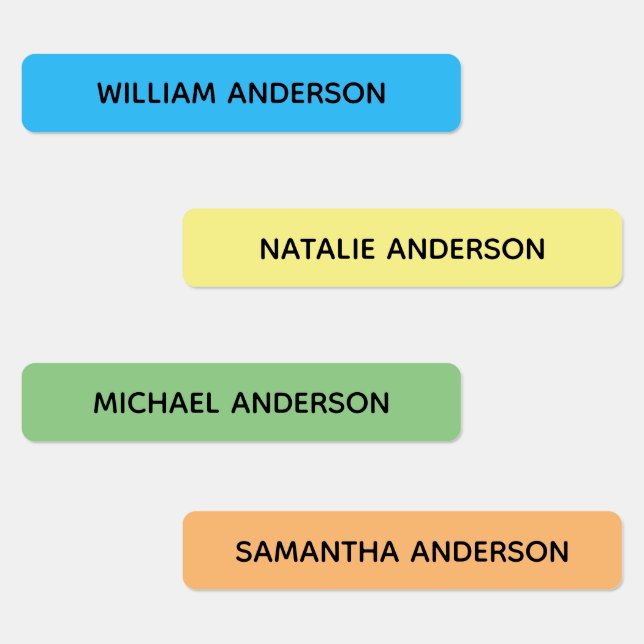 Étiquettes Couleur Codé Enfants étanche Nom (Groupe)