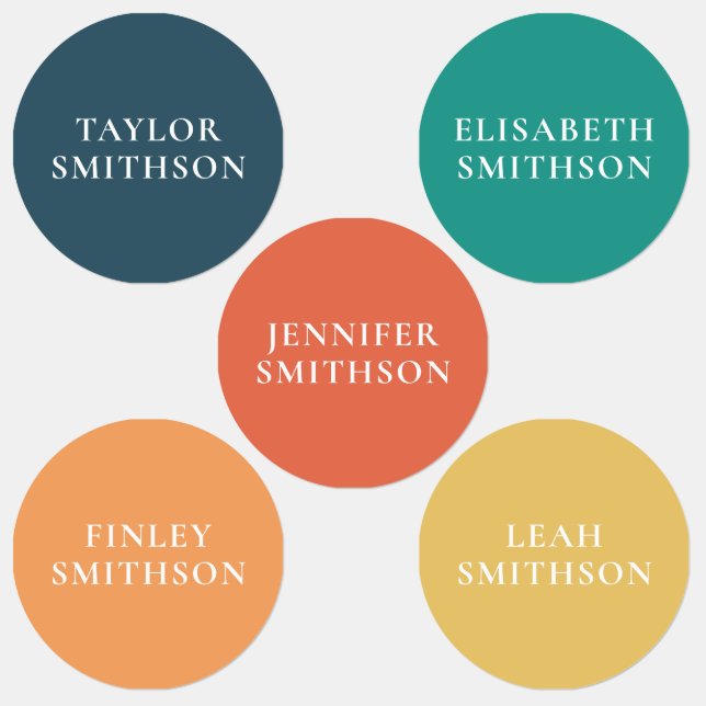 Étiquettes Couleurs rétro minimes simples Nom personnalisé Éc (Groupe)