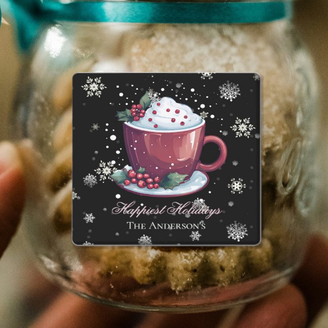 Étiquettes Coupe de Noël au chocolat chaud Cuisine personnali (Christmas cup of hot chocolate personalized baking labels)