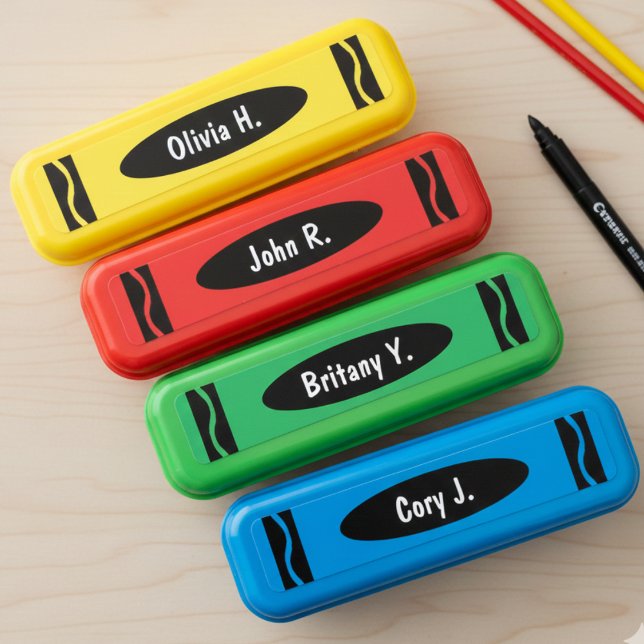 Étiquettes Crayon Colorful School Teacher Student Name (Crayon Colorful School Teacher Student Name Labels
)