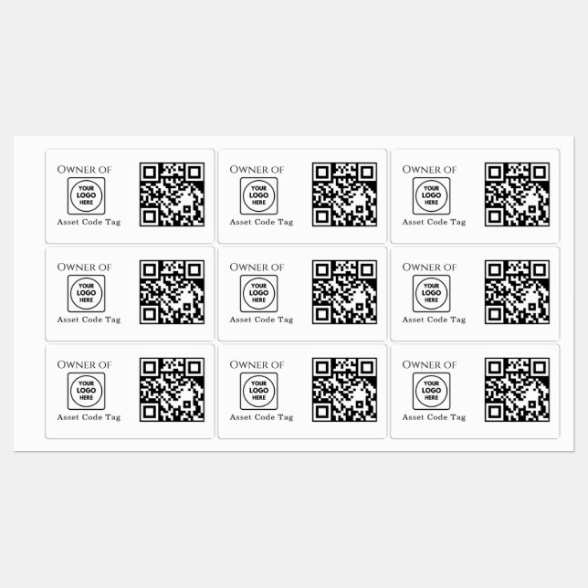 Étiquettes Custom Asset QR | Company Property Business Logo (Feuille)