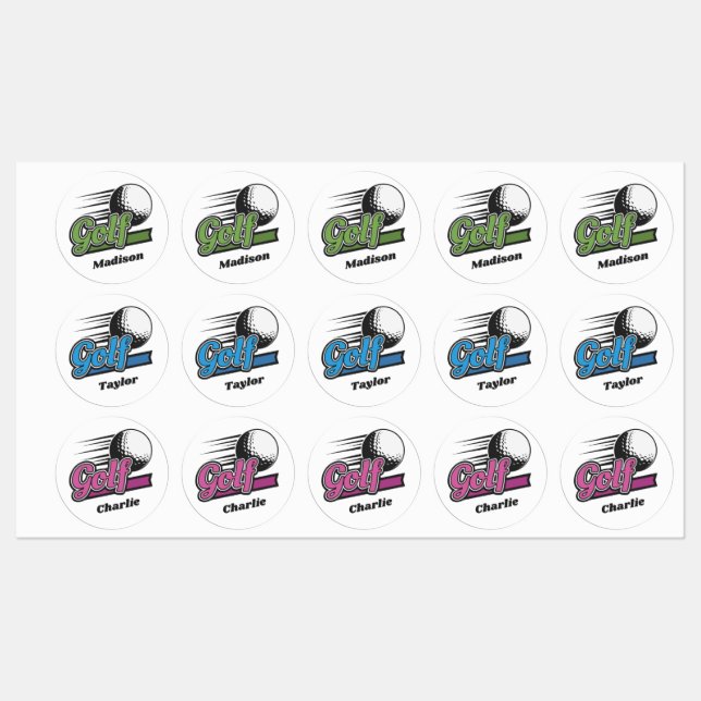 Étiquettes Custom Names Golf (Feuille)