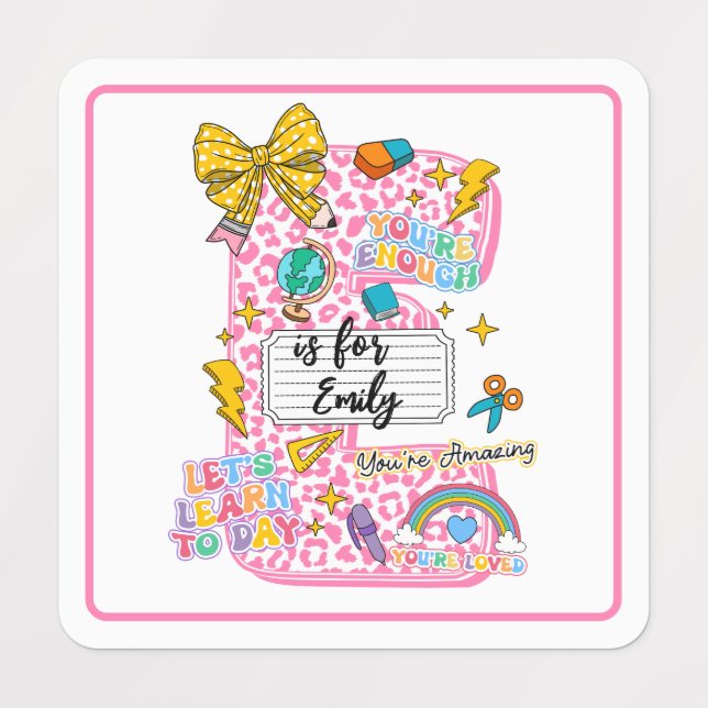 Étiquettes Customizable “E is for” Alphabet Art – Inspiration (Design 1)