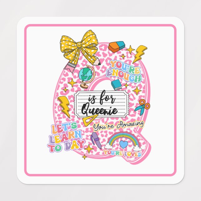 Étiquettes Customizable “Q is for” Alphabet Art – Inspiration (Design 1)