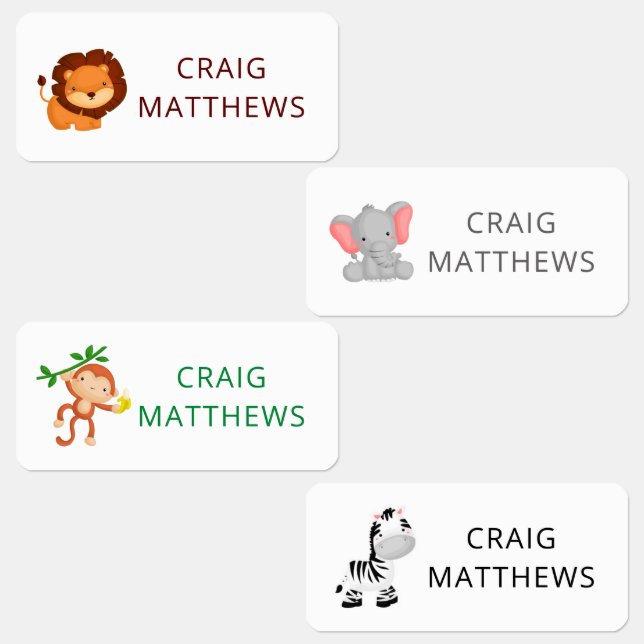 Étiquettes Cute Animaux Personnalisé Nom Personnalisé Vêtemen (Groupe)